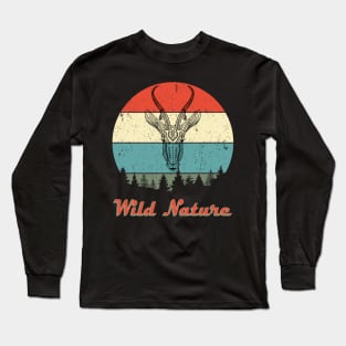 Wild Nature Deer Abstract Sunset Long Sleeve T-Shirt